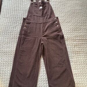 Levi's Women's Dark Brown Corduroy Wide-Leg Overalls